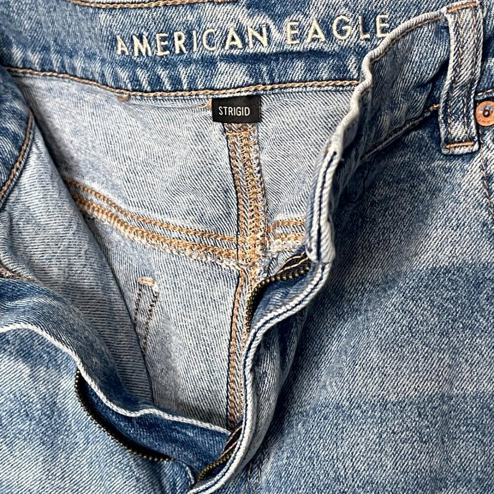American Eagle Strigid Highest Rise Baggy Distressed Straight Jean 20 Reg #22 - Picture 5 of 8